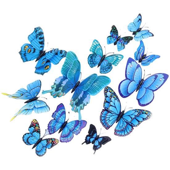 12 Pcs/Set Realistic Background Sticker Practical Durable Magnetic Butterflies Shape Wall