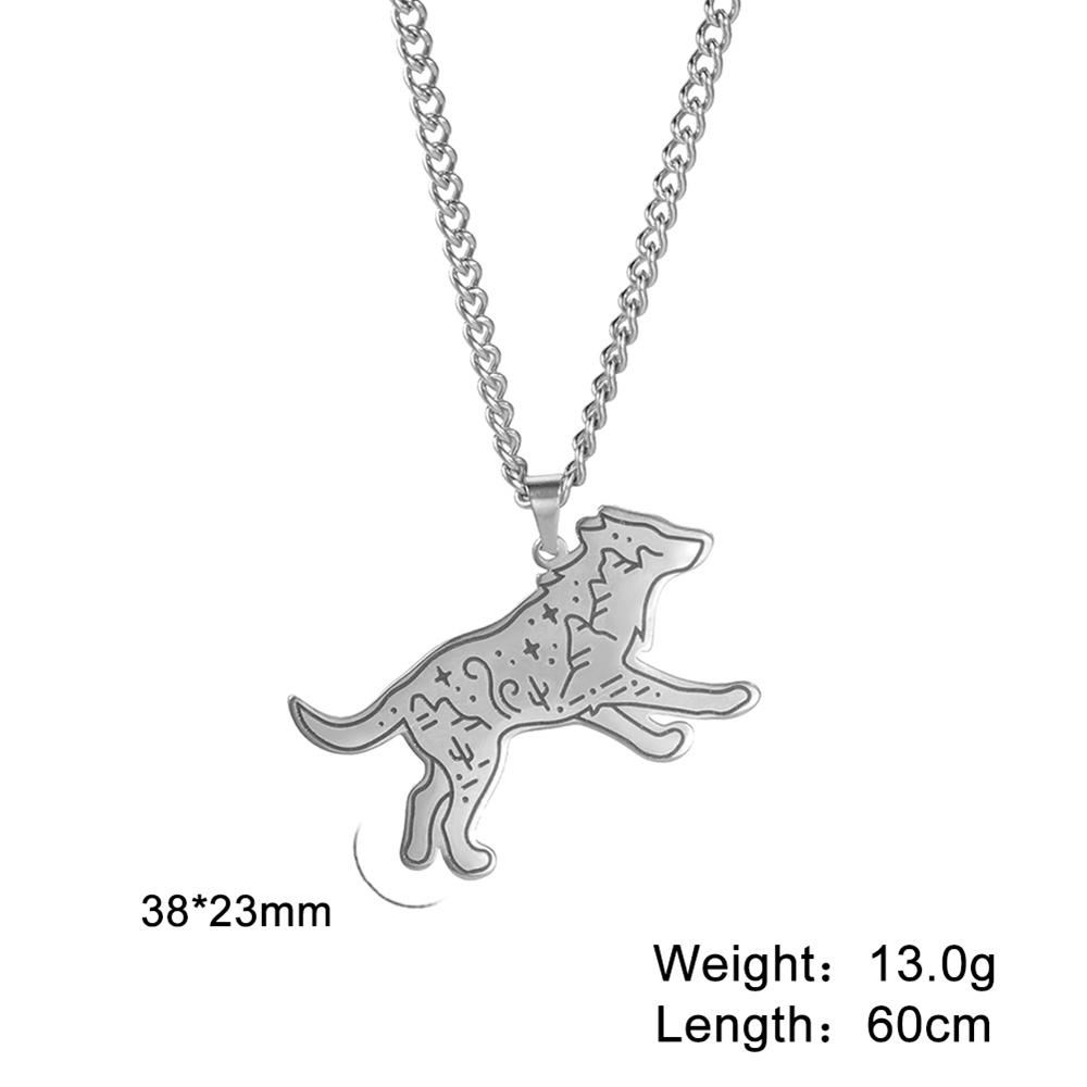 

Hip-hop Wolf Landscape Mountain Pendant Necklace Punk Animal Stainless Steel Aesthetic Necklace Fashion Jewelry for Man