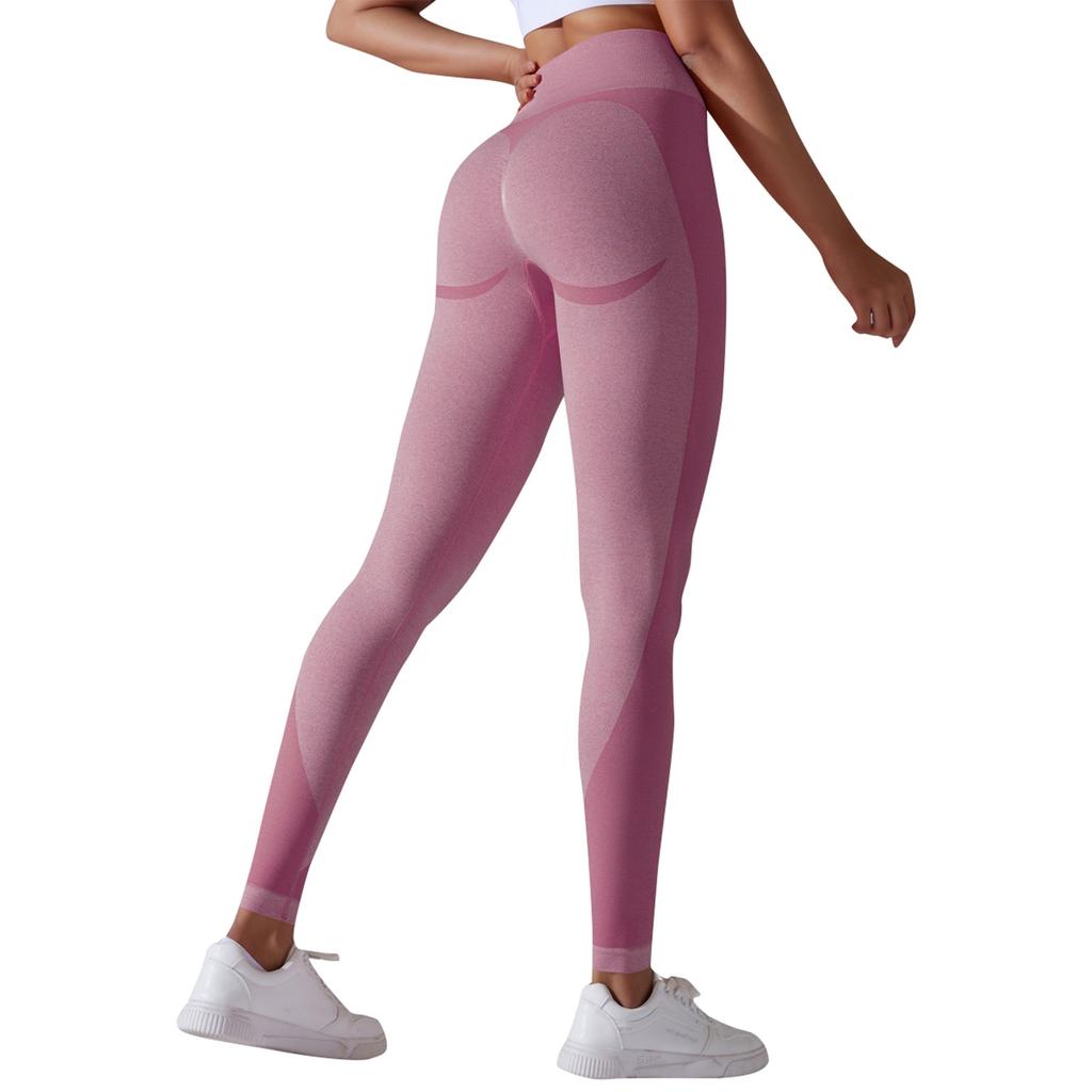 Pantaloni de damă fără cusături, tricotati, cu efect piersică la șolduri, cu talie înaltă, strâmți, pentru yoga, sport de agrement, alergare, fitness, foarte elastici, lungime nouă puncte