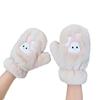 Fold-eared rabbit mittens female winter cute warm and cold-proof plush thickened plush neck cartoon