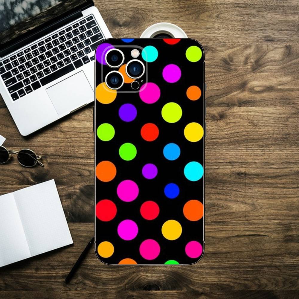 Color Polka Dot Phone Case For iPhone 16,15,14,13,12,11,XS,XR,X,8,7,Pro,Max,Plus,mini Silicone Black Cover