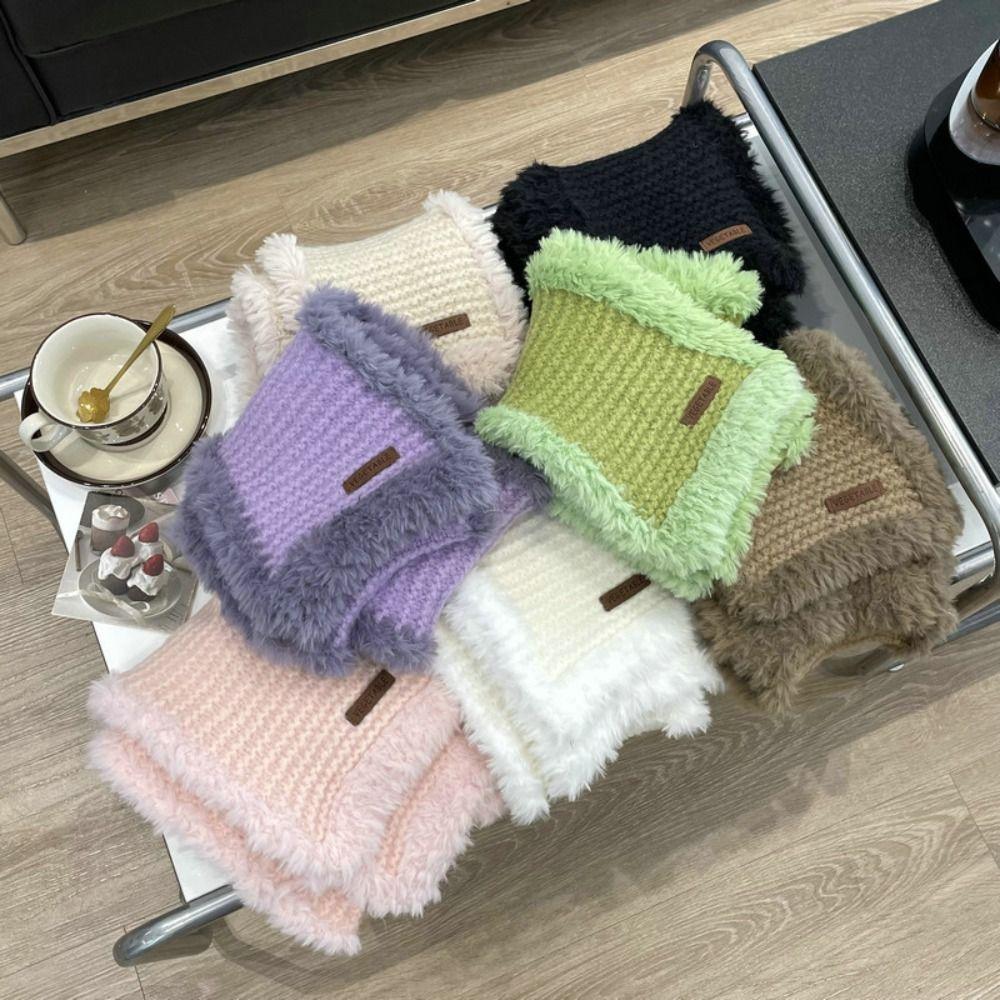 

Плюшевый вязаный шарф, утепленная теплая трубка, корейский термоутеплитель для шеи для девочек