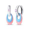 New 925 Silver Sparkling Pink Heart-Shaped Flower Women Earring Brilliant Wedding Engagement Star Earrings Jewelry Gift