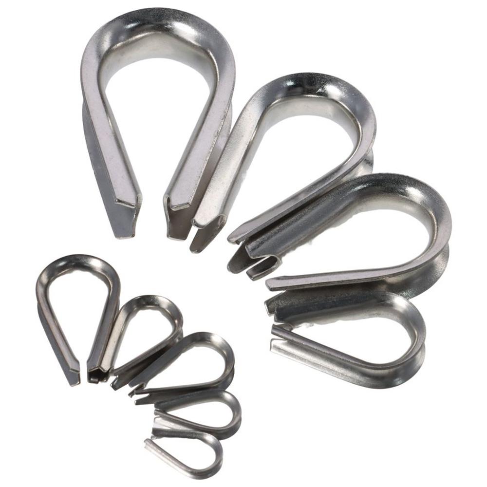 10pcs 1.5-12mm Rope Thimble Rigging 304 Stainless Steel Cable Wire Rope Clamp Rope Connecting Head