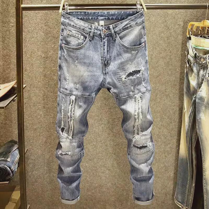 

Чоловічі джинси Slim Fit Distressed з нашивками 28 (Recommended 90-105 jin)