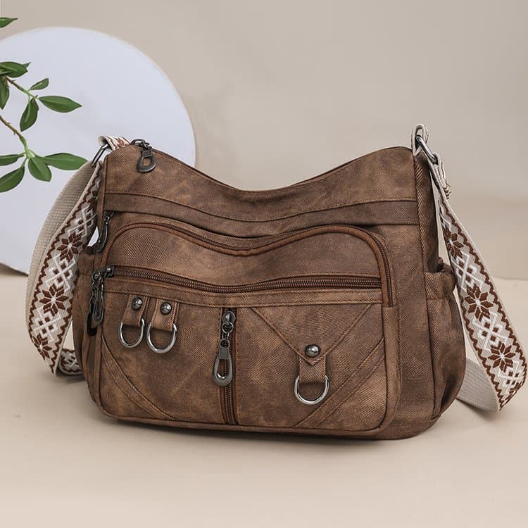 Retro washed PU messenger bag shoulder women s bag коричневый