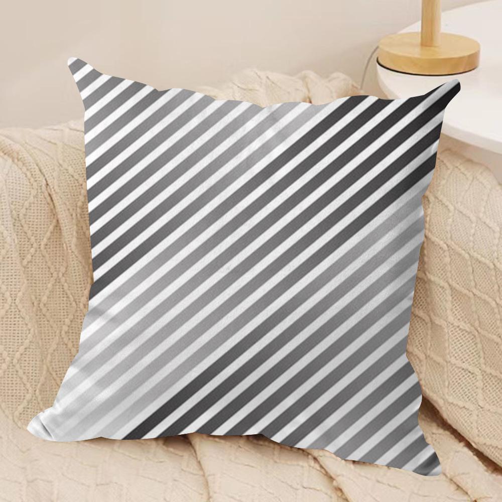 Black And White Gray Geometric Cushion Cover Pillowcase Ultra Soft Skin Friendly Fabric Cloud Like Comfort  Concealed Zipper