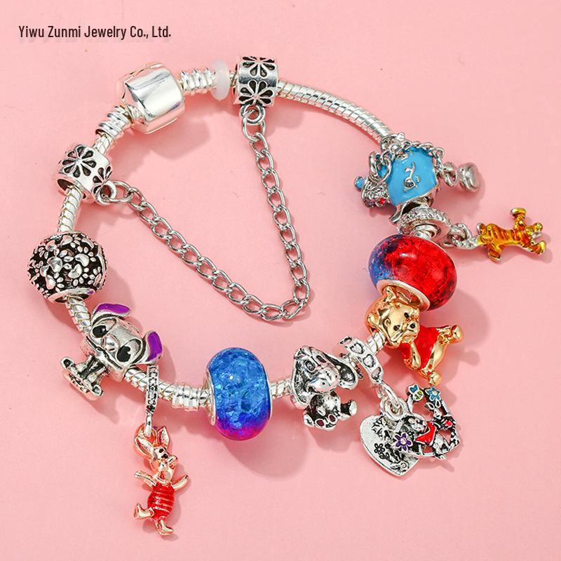 Cartoon Baby Elephant & Winnie the Pooh Women’s Bracelet - Fairy Tale Story Beads