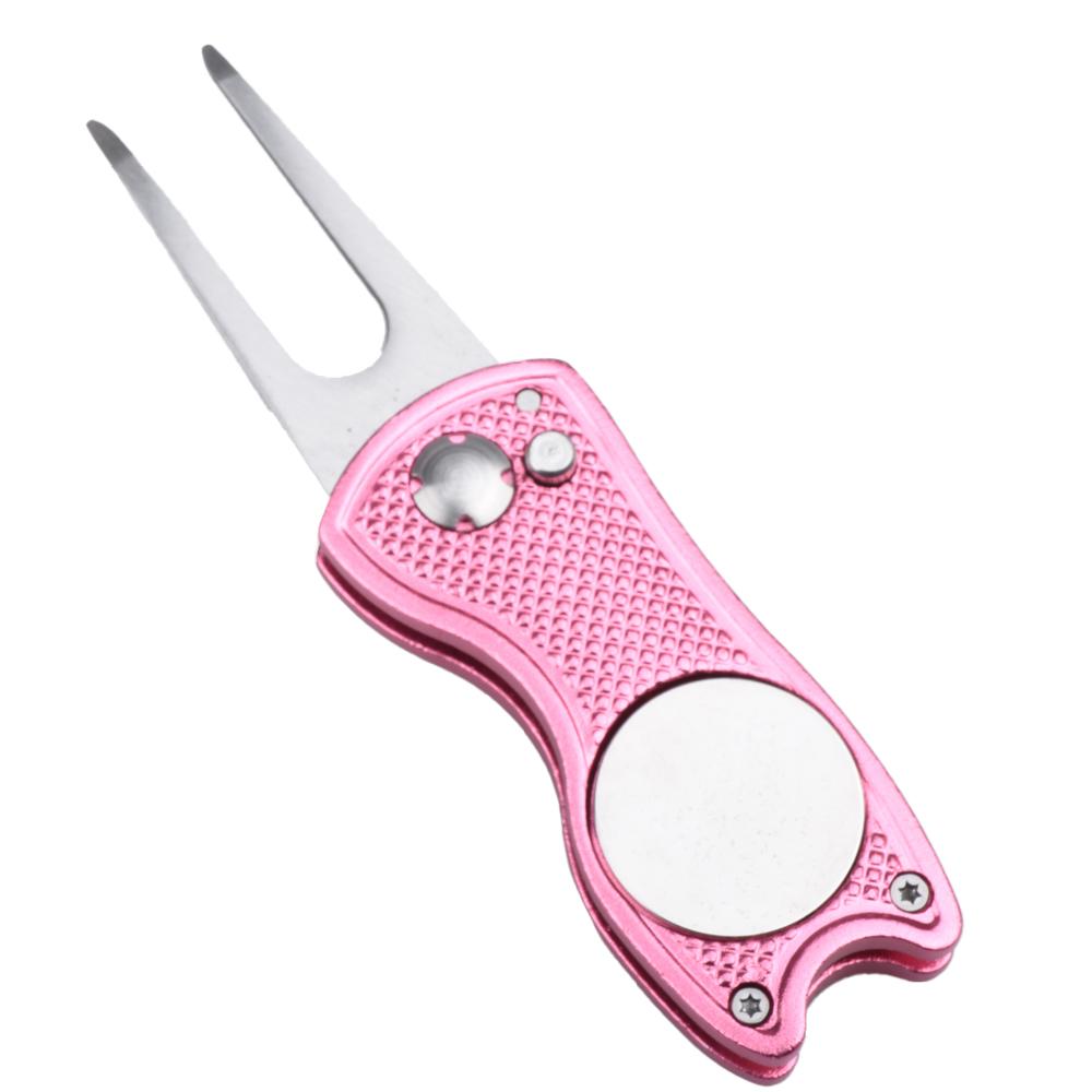 Metal Foldable Golf Divot Repair Tool With Golf Ball Marker
