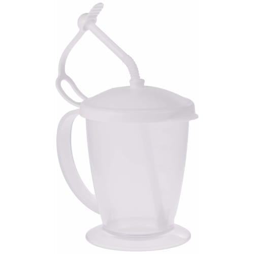 Komori Resin Cup, Stable, Non-Topple Cup with Straw, White, 300ml, Made in Japan, 8-4235-01