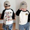 Kids Cotton Cartoon Print T Shirt Summer Baby Short Long Sleeve Spliced Top