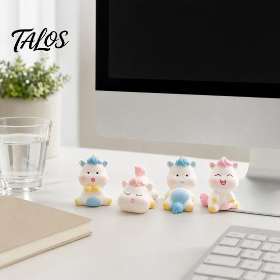 Office Desk Ornament Cute Unicorn Ornaments, Micro Landscape Decorative Resin Figures, Compact Healing Figurine for Home Car Dashboard Desktop