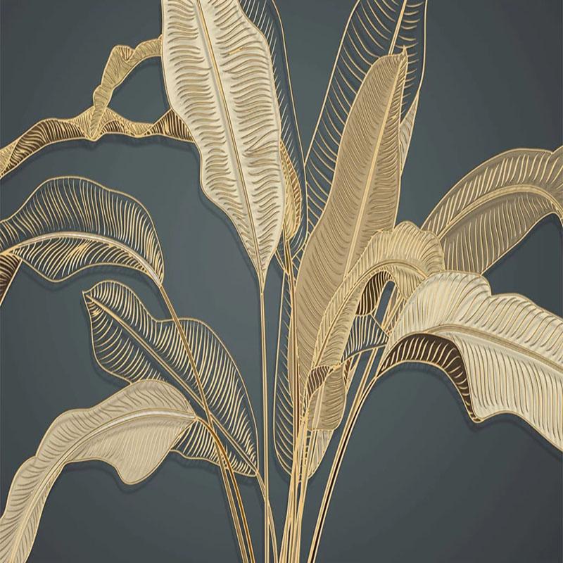 Photo Wallpaper Modern Golden Line 3d Relief Banana Leaf Mural Living Room Tv Sofa Study Light Luxury Home Decor Wall Painting