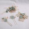 4pcs Tiaras Artificial Flower Bridal Hair Combs Pearl Comb Handmade Wedding Hair Decorative Sweet Headdress Bridal Wedding