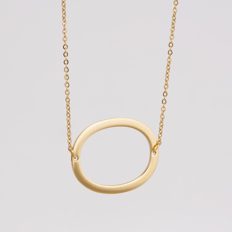 18K Gold Stainless Steel Alphabet Necklace—Women's Titanium Steel 26-Letter Pendant