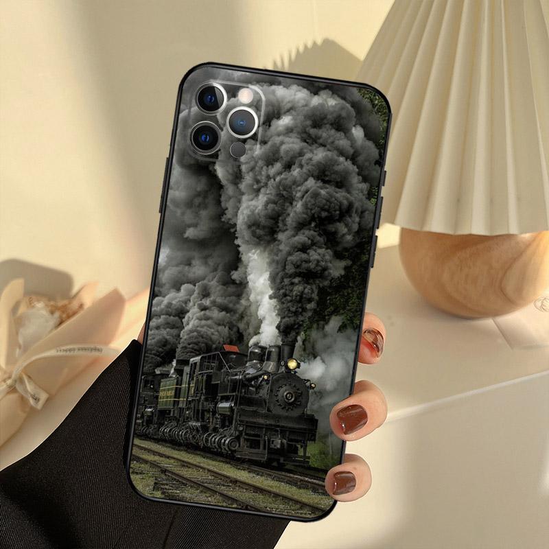 Classic Steam Train Railway Case For iPhone 11 12 13 14 15 16 Pro Max Cover For iPhone 13 12 Mini XR X XS Max Plus