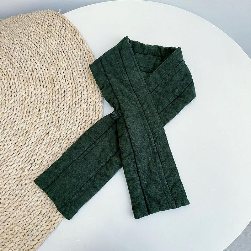 Old Retro Solid Color In Autumn And Winter, Thick Scarf With Cotton Inside, Women'S Neck Protection And Warmth In Winter, Thin And Narrow Long Scarf.