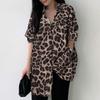 Women Turn Down Collar Long Sleeve Leopard Printed Shirt Spring Summer Loose Casual Blouse Tops