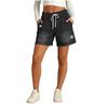 Pantaloncini di Jeans Casual da Donna con Coulisse in Vita Elastico Bordo Sfilacciato Usurato e Tasche per l'Uso Quotidiano