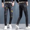 2024 Frühling und Herbst Neuer Trend Denim Elastische Stickerei Schlanke Gerade Röhre Hochwertige Casual Denim Hose Für Herren