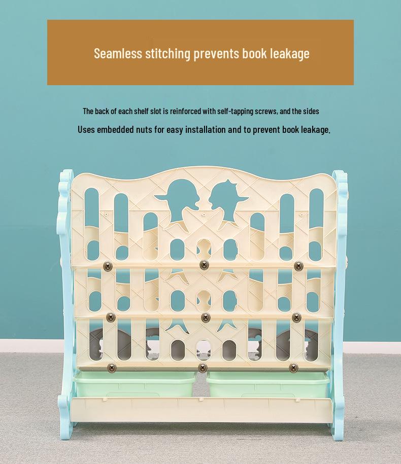 Children's Cartoon Bookshelf: Simple Plastic Bookcase for Kids' Room or Kindergarten.