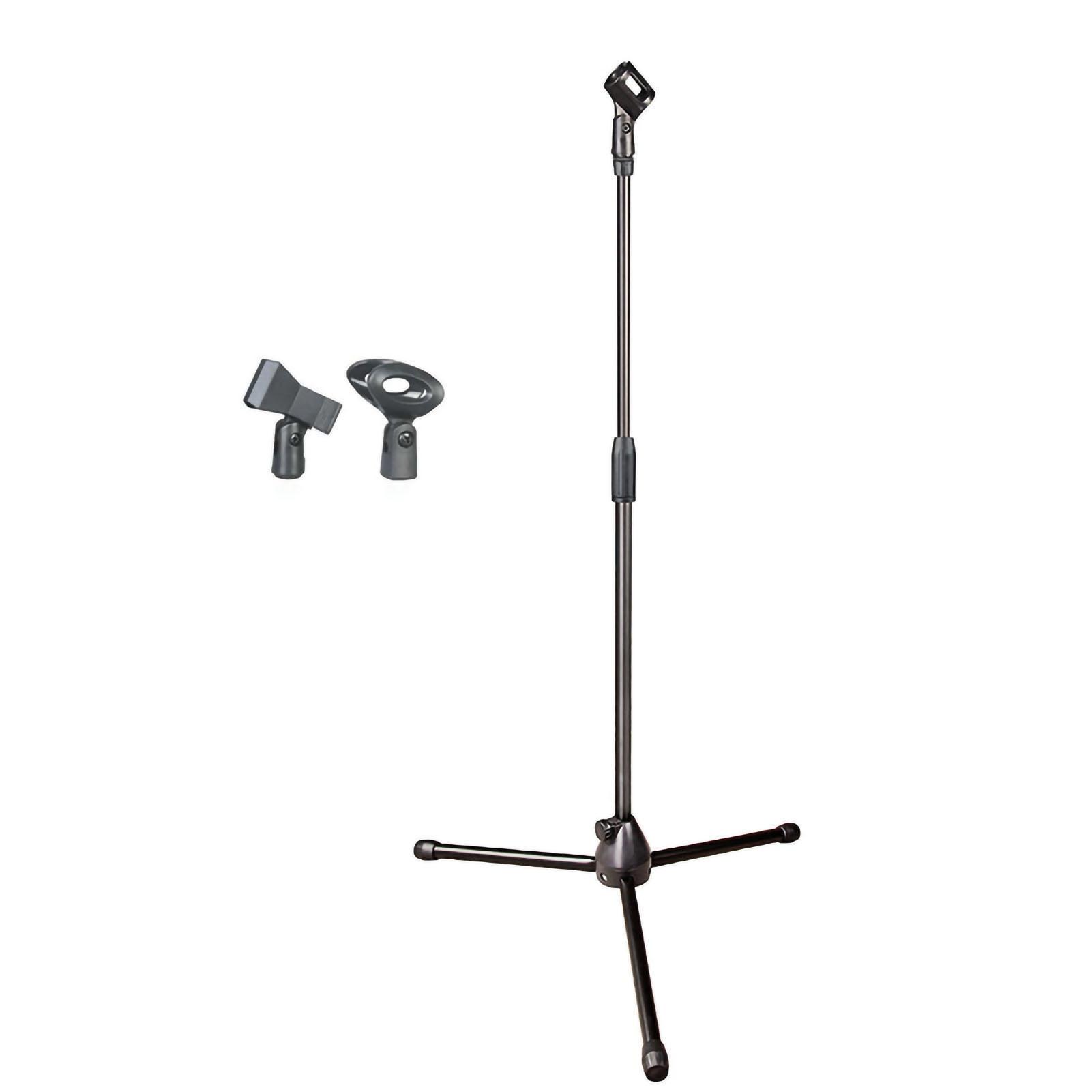 

Регулируемая микрофонная стойка-тренога с зажимом для пения, сценических выступлений, двойная Dual Microhphone Clip