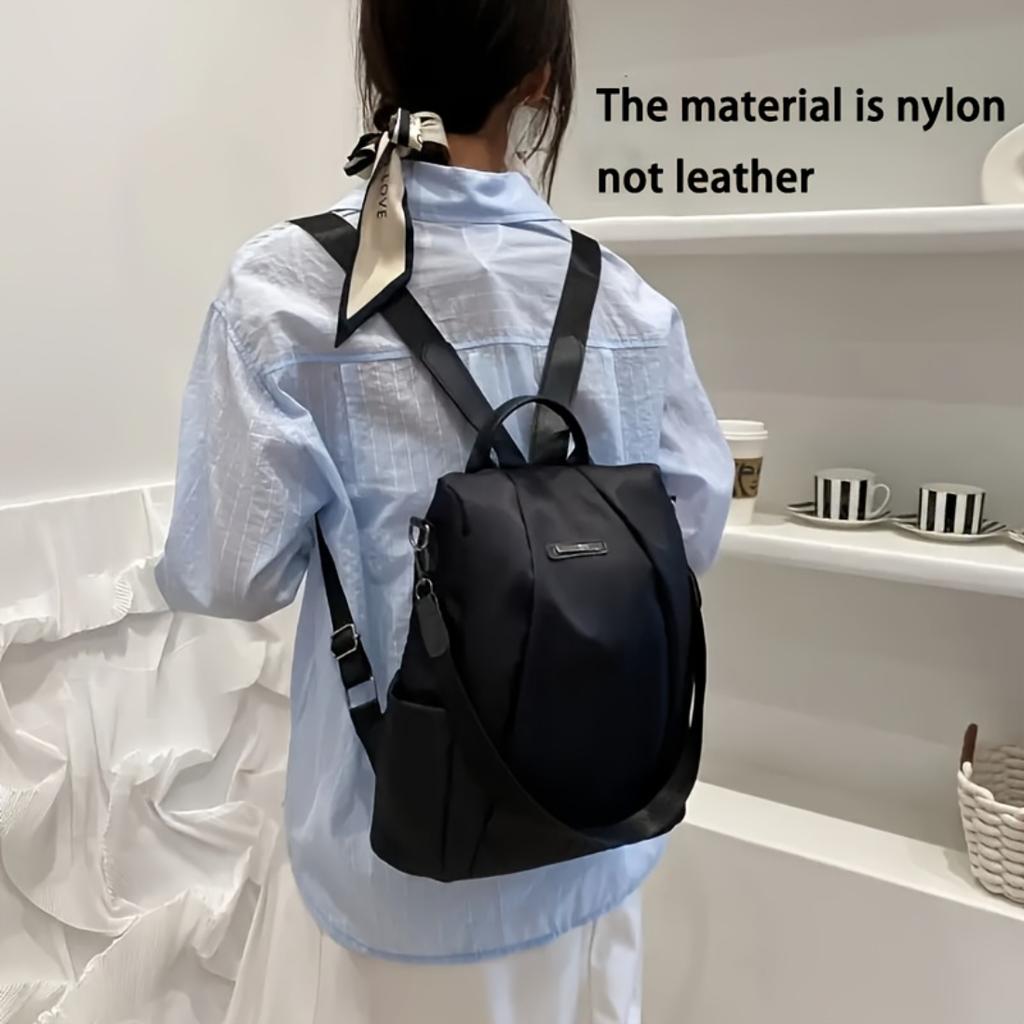 Korean Style Women Large Capacity Soft Shell Backpack,Lightweight Durable Bag With Front Pocket Adjustable Straps Gold Hardware For School Travel