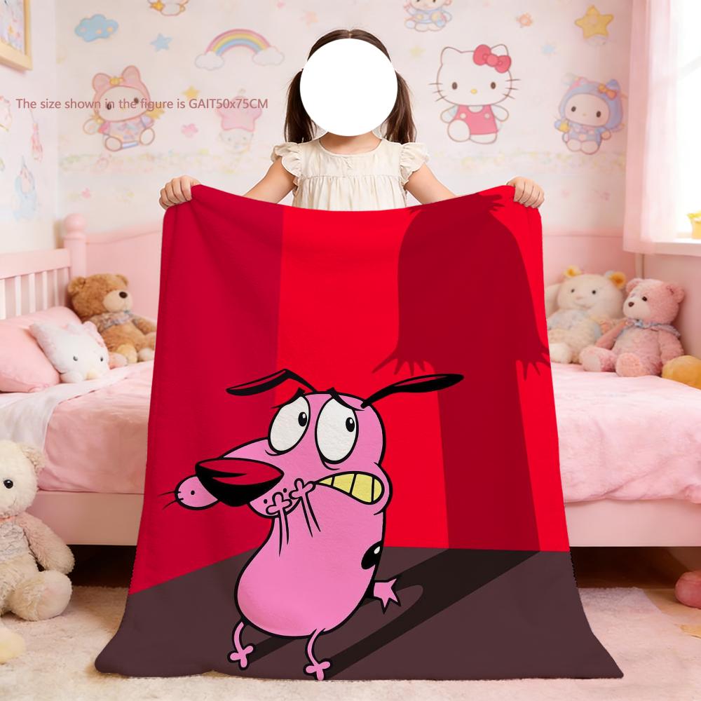 C-Cowardly Blanket For Soft Throw C-Courage the Blanket D-Dog for Picnic Bed Sofa Home Cartoon Bedroom Cozy Warm Comfortable