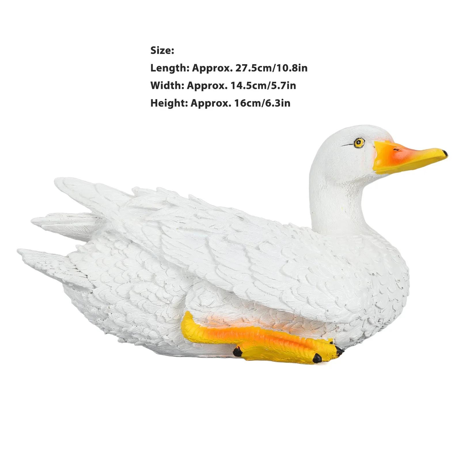 Resin Duck Ornament Innovative Fun Simulation Vivid Landscaping White Duck Statue For Garden Yard Outdoor Home