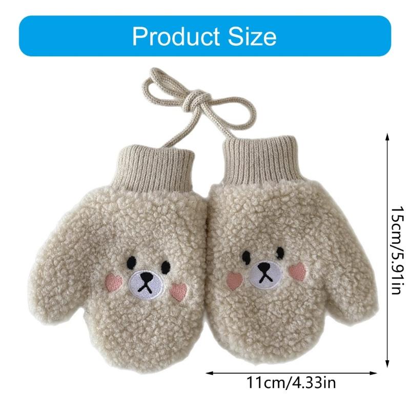 Cosy Infant Fleece Lined Hand Mittens Attached Neck Rope For 1-4 Year Old Children Soft Winter Accessories Unisex
