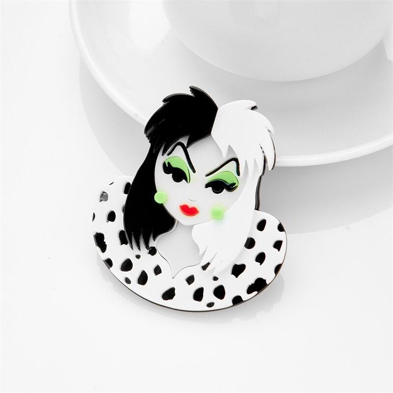 Blucome Mode Acryl Damen Schwarz und Weiß Mädchen Figur Brosche Damen Übertrieben Cartoon Niedlichen Abzeichen Revers Brosche Schmuck