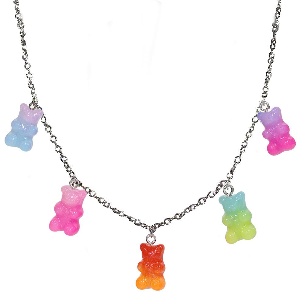 Set Collana e Orecchini Orsetto Colore Caramella - Gioielli Carini e Versatili per Donna