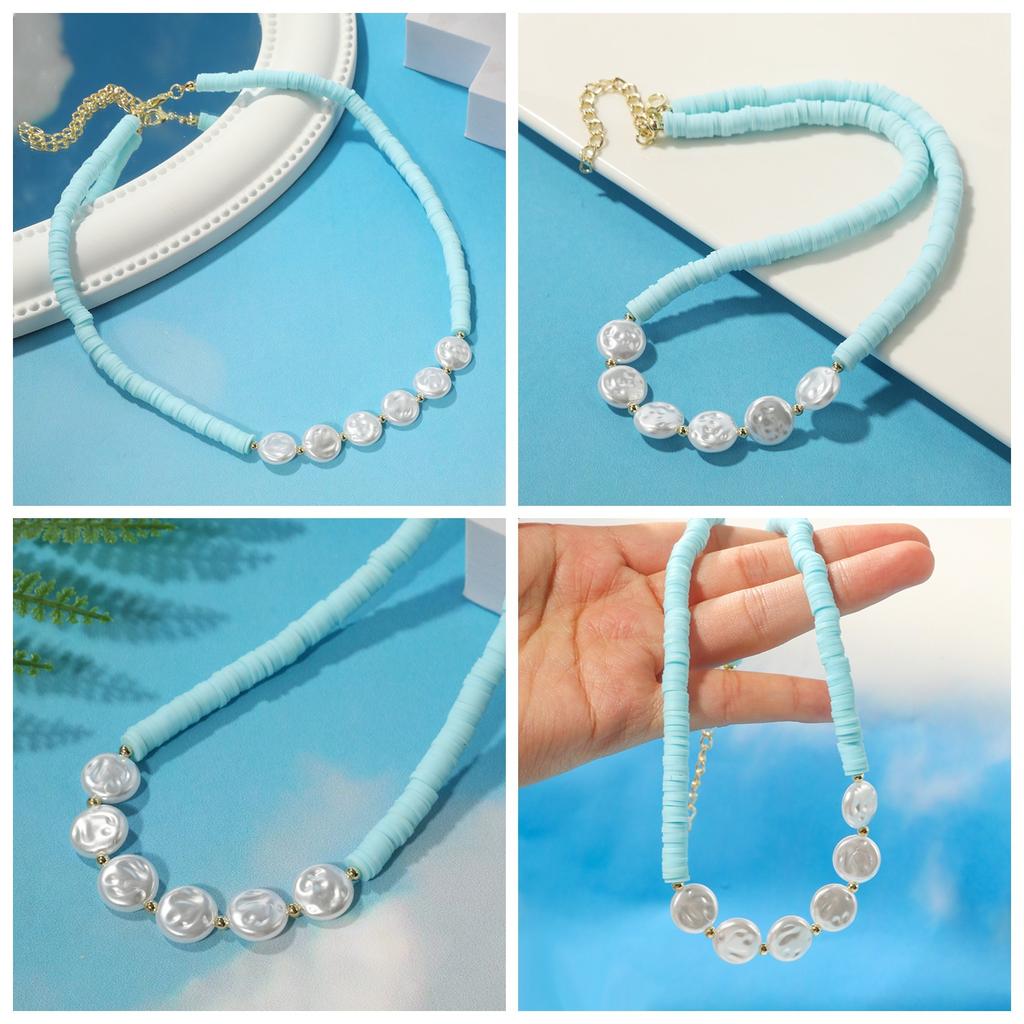 Necklace for Women Netflix Summer Colorful Soft Ceramic Necklace Female Niche Design Turquoise Fashion Collarbone Chain Elegant Necklace