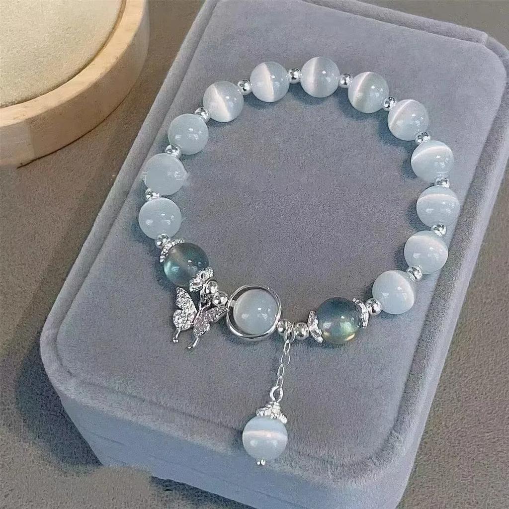 Moonlight Crystal Bracelet Opal Sea Blue Treasure Light Luxury Elastic Bracelet for Girls Women Fashion Gift Jewelry Accessories