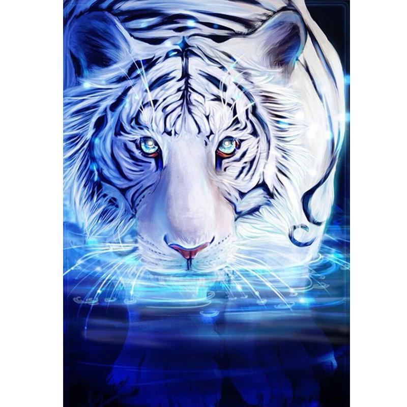Animal DIY 5D Diamond Painting Cross Stitch Tiger Diamond Embroidery Full Round Resin Mosaic Rhinestones Handmade Holiday Gift
