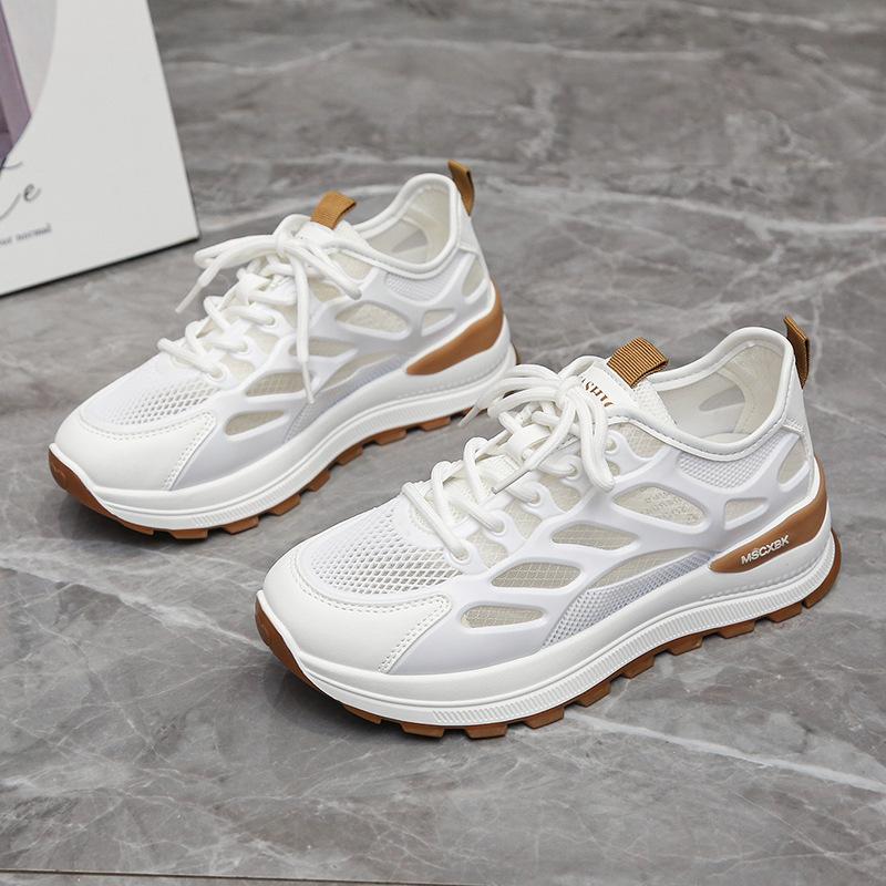 Sports New Mesh Breathable Women's Shoes Heightened Little White Shoes Soft Sole 4 Feet 2025 Not Tired Cm Versatile Small Man