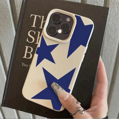Blue Star Lychee Texture Phone Case Phone Case For iPhone 17 16 15 14 Pro Max 13 12 11 XS X XR 7 8 Plus 16e 17Air Soft TPU Cover