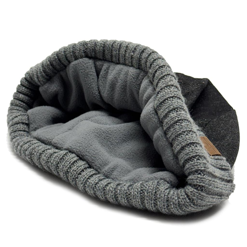 Ruben DENIM RIB ROLL WATCH Denim Rib Roll Watch Roll Cap Rib Knit Cap Short Watch Free Size Black Fleece-Lined Fisherman's