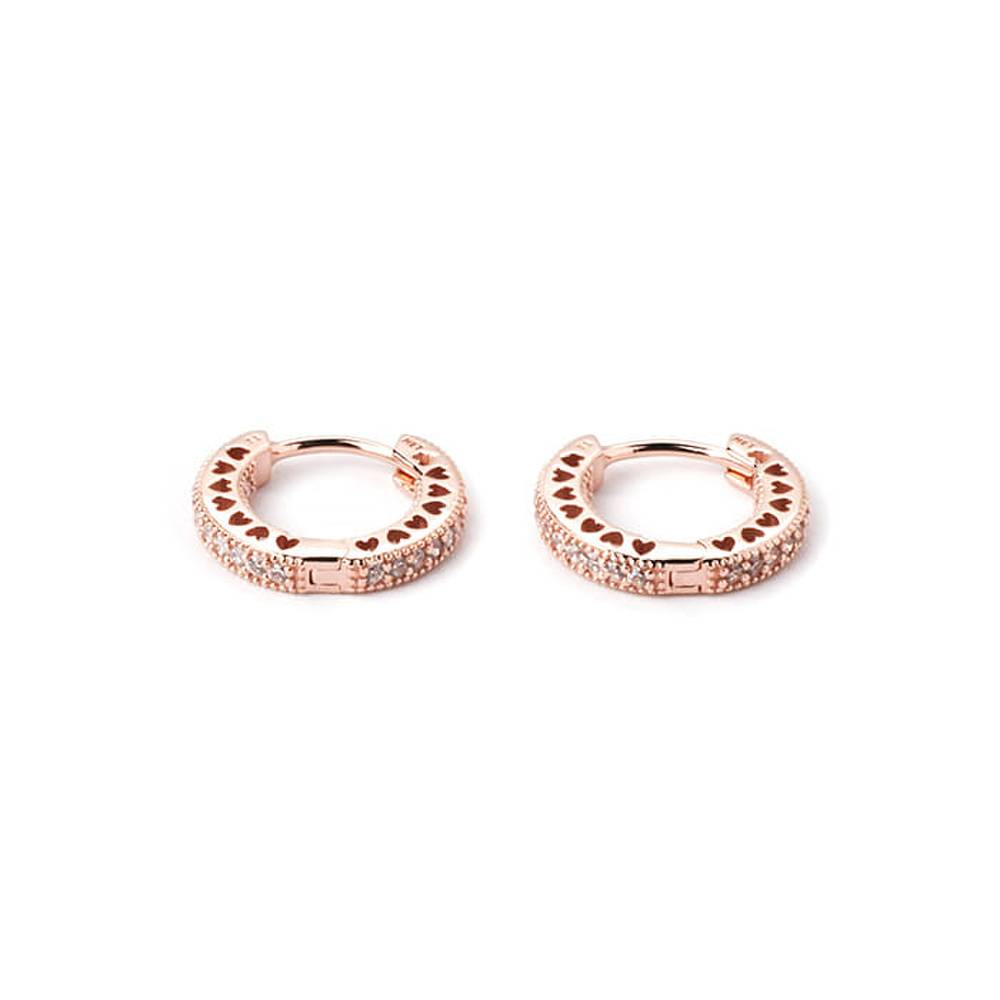 Pandora 286317C01 Rose Pave Heart Hoop Earrings