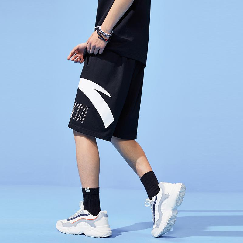 Anta American Vintage Logo Print Knitted Sports Casual Shorts Men Shorts Black 952328310-1