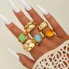 7pcs/set Vintage Acrylic Rings For Women Men Girls Punk Gold Color Irregular Geometric Open Knuckle Joint Ring Jewelry