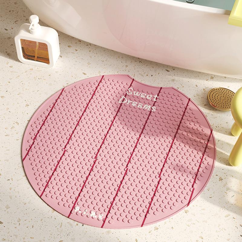 

Круглый коврик для ванной комнаты, бесплатный массажный нескользящий коврик для ног, ванная комната, душевая, ванна для пожилых людей, противопадающий коврик Round Notch 55 * 55cm