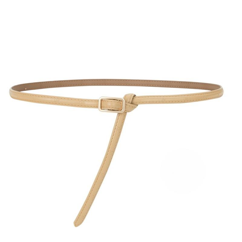 Women's Genuine Leather Non-hole Knotted Thin Belt Decorative Women's Dress Versatile Women's Belt Running Belt