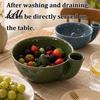 Manual Berry Washer Self-Spinning Colander Bowl with Holes Ceramic Vortex Rinsing Efficient Fruit Washing Spout Strainer Cleaner for And Vegetable
