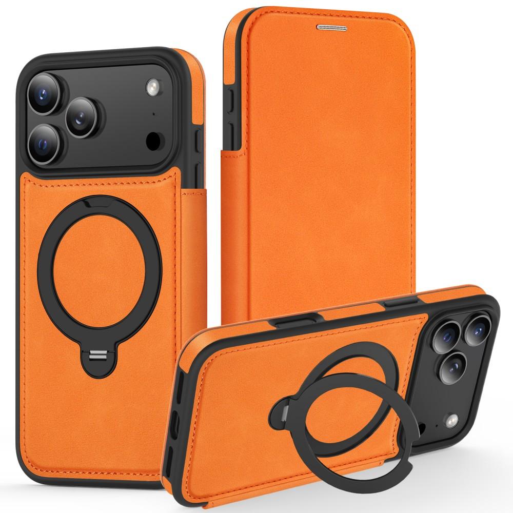 Magnetic Close Leather Flip Cover Case for iPhone 17 Pro Max Air 16 15 14 13 12 11 Wireless Charging 360-degree Rotating Bracket