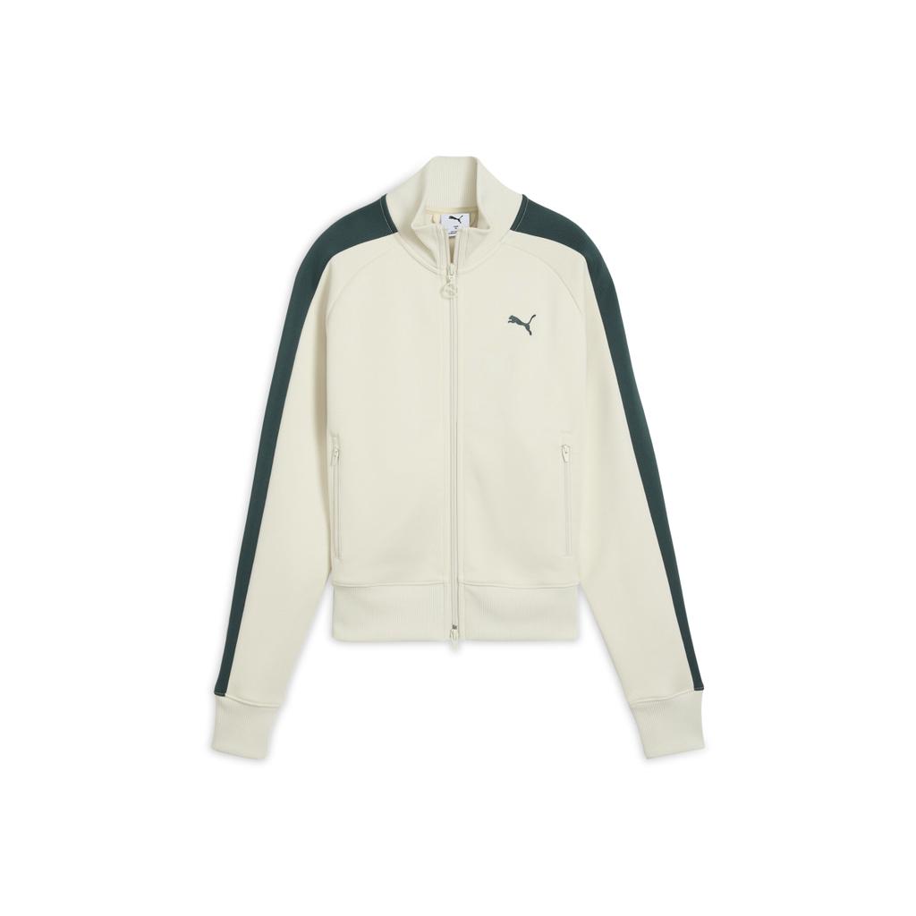 Puma T7 Always On Short Track Logo Stand Collar Zip Long Sleeve Raglan Short Double Zip Jacket Women Jacket White 631965-92
