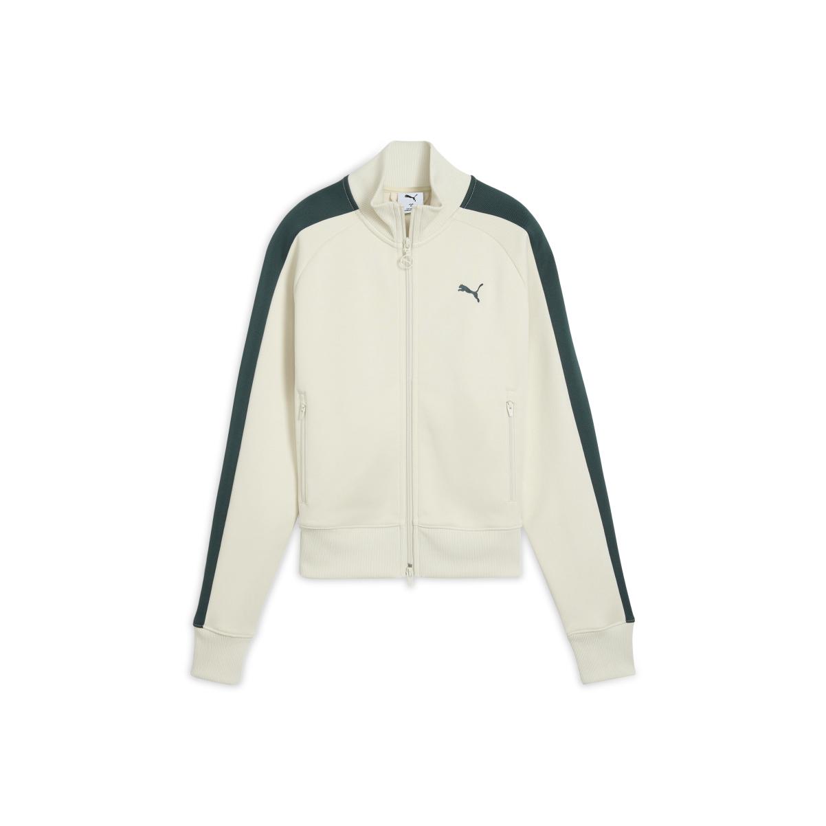 

Puma T7 Всегда на короткой дистанции Логотип Стойка воротник Молния Длинный рукав Реглан Короткая Двойная молния Куртка Женская куртка Белый 631965-92 S