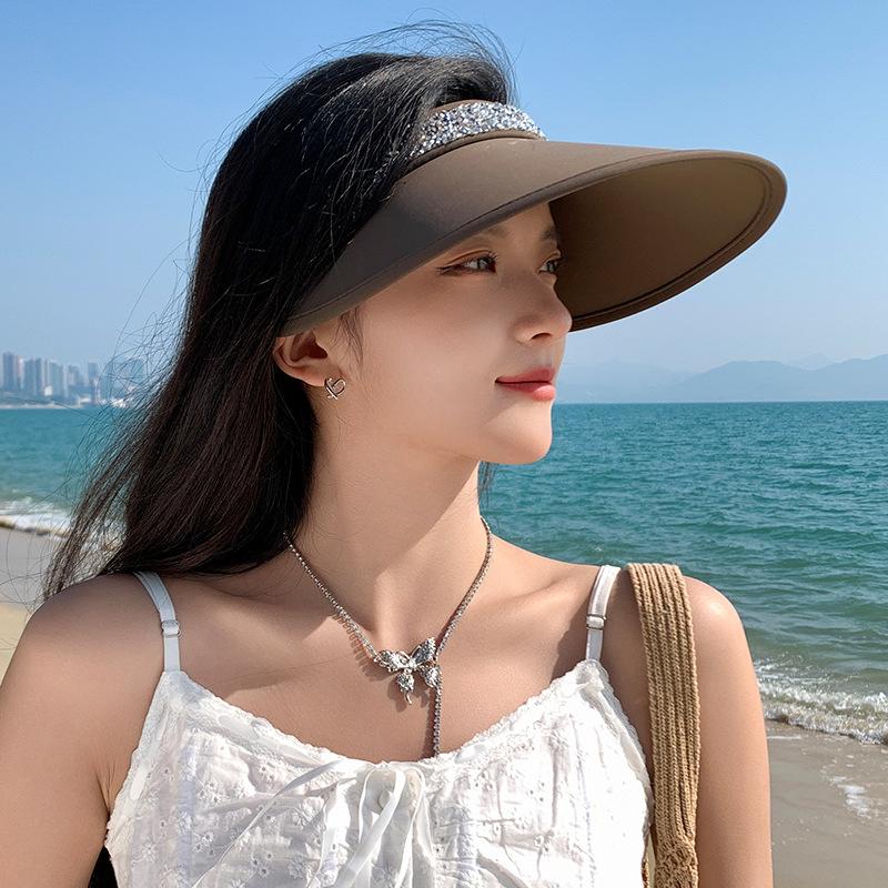 

Летняя шляпа женская тень защита от солнца шляпа от солнца пустой верх ветрозащита большие поля для спорта на открытом воздухе average size