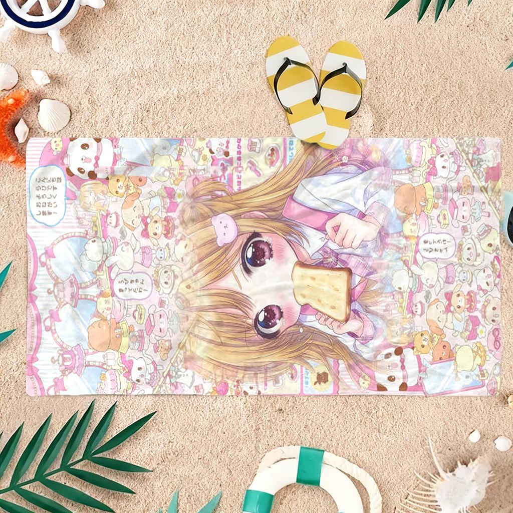Cute Anime Girl Beach Towel Quick-drying Super Absorbent Suitable for Swimming Beach Vacation Pool Gym Summer Gift for Friends