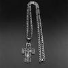 Collar Colgante Cruz Icono Ortodoxo Vintage Crucifijo de Jesús para Mujeres Hombres Cadena de Acero Inoxidable Color Plata Collares Joyería